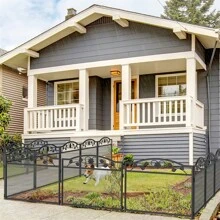 Vallas Decorativas para Jardín de Hierro Set de 5 Valla Metalica Rigida Hierro para Perros Jardín Metalicas Negro Barrera de Animales - Negro - Ver 6