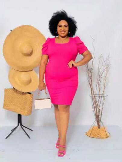 VESTIDO PLUS SIZE MANGA PRINCESA GRANDE VESTE 48 A 52