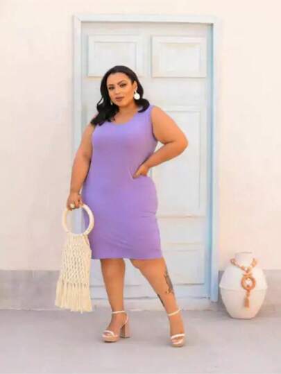 VESTIDO PLUS REGATA ALÇA GROSSA FEMININO VESTE 48 A 52