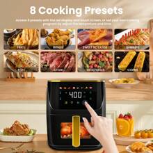 Large 8.5QT Airfryer, 8-In-1 Fryers, Ovens, Microwaves, Toasters, Toaster Ovens, And Fruit Dryers, Easy-View Window, Touch Controls With 8 Presets, 400℉, Black, White - màu đen - Xem 4