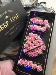 32Pcs I LOVE U Flora Scented Bath Soap Rose Flower Petals, Plant Essential Oil Rose Soap Set Guest Soap Shaped Petals Best Gifts Ideas For Her Women Teens Girls Mom, Anniversary/Birthday/Wedding/Valentine'S Day/Mother'S Day Gift - Dark Pink - 查看 4