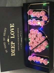 32Pcs I LOVE U Flora Scented Bath Soap Rose Flower Petals, Plant Essential Oil Rose Soap Set Guest Soap Shaped Petals Best Gifts Ideas For Her Women Teens Girls Mom, Anniversary/Birthday/Wedding/Valentine'S Day/Mother'S Day Gift - Dark Pink - 查看 3