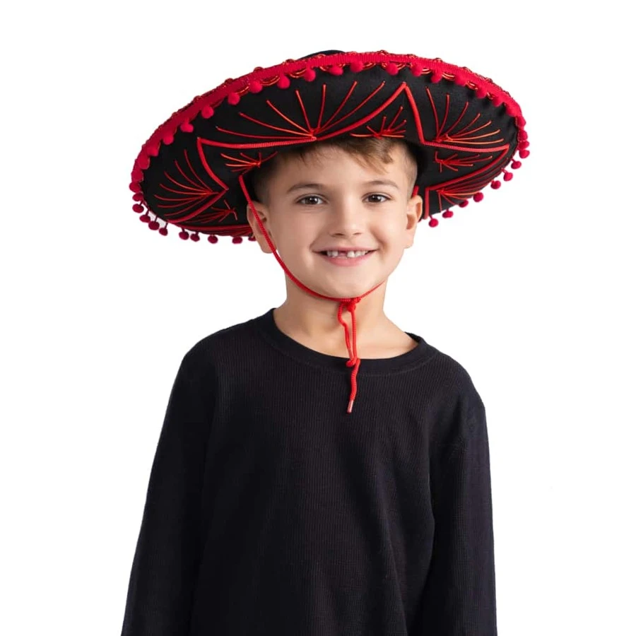 Mexican Sombrero Hat - Red - View 1