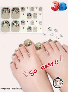 22pcs 3D Rhinestone Shell & Diamond Design Nail Art Stickers, Suitable For Travel & Manicure - Multicolor - View 1