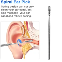 kit de 6 Pçs Limpador De Orelha De Aço Inoxidável , Ferramenta De Remoção De Ouvido Para Adultos E Bebês cor enviada aleatoriamente