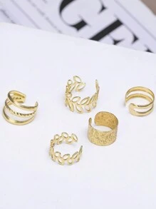 5 Piezas/set Conjunto De Pendientes De Clip Dorados Para Novia - Dorado - Ver 5