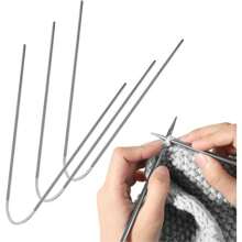 3pcs Circular Knitting Needles, Soft Flexible Straight Knitting Needles (3/3.5/4mm) Silver Circular Knitting Needle For Socks - Silver - View 3