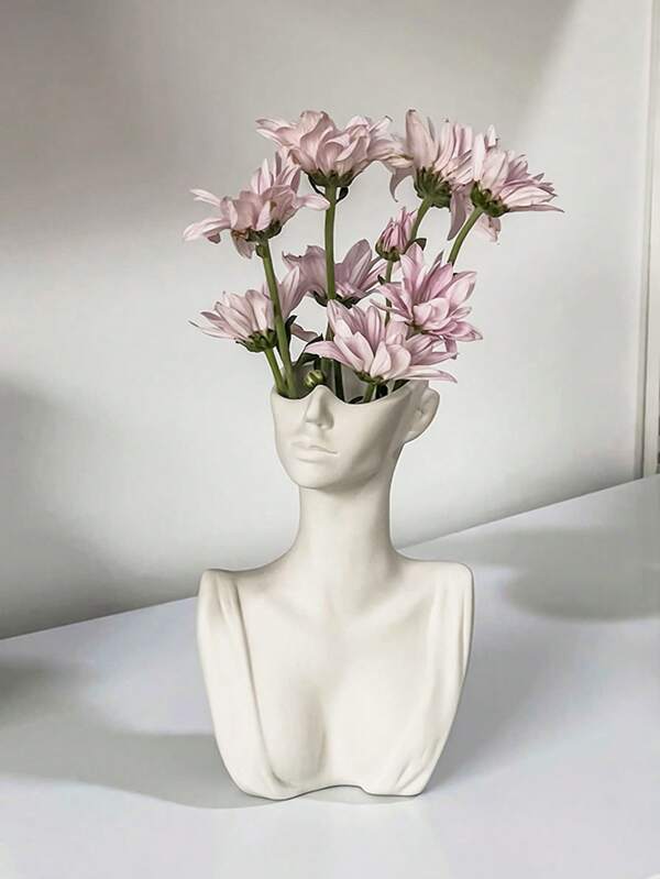 1pc Creative Abstract Human Figure Decorative Vase, Resin Material Hand-Painted Art Home Flower Vase, Suitable For Floral Hydroponics, Home, Restaurant Flower Decoration Display Gifts Birthday Graduation Home Decor Room Decor Glass Vase