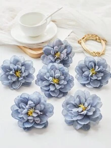 5 件丝绸牡丹人造花头 3.3 英寸假牡丹花头人造牡丹花头散装用于婚礼工艺品家居派对装饰花环 DIY、情人节、礼物 - 霧霾藍 - 查看 1