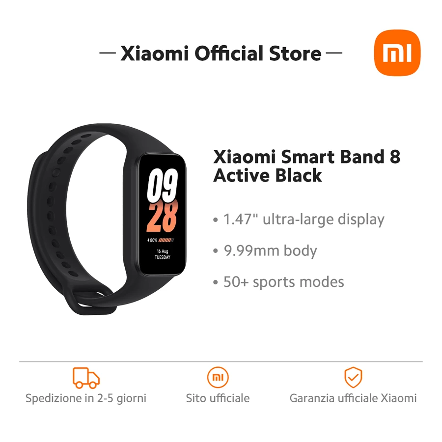 Xiaomi Band 8 Active 1.47" Ultra-Large Display 9.99mm Body 50+ Sports Modes - Black - View 1
