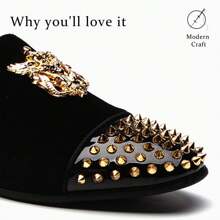 Men Loafers Velvet Loafers Shoes And Wedding Shoes For Men Party Shoes - màu đen - Xem 7