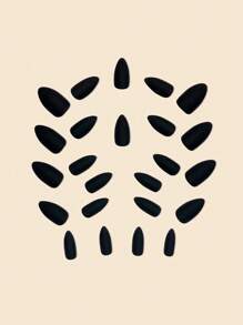 24pcs Black Matte Almond-Shaped False Nails With Pointed Tips, Jelly Glue And Nail File Included Press On Nails Nail Supplies