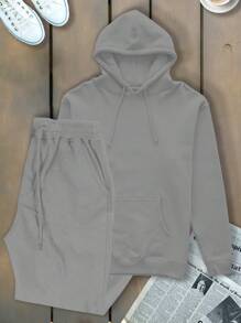 Men Hoodie & Sweatshirt Co-Ords - Xám - Xem 1