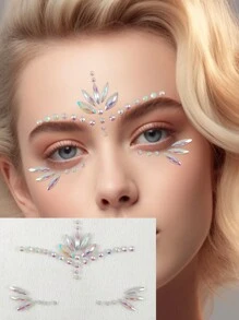 1 Sheet Glow In The Dark Jewelry Sticker Bling Face Jewelry Body Rhinestones Luminous Music Carnival Party Makeup