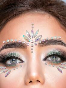 1 Sheet Glow In The Dark Jewelry Sticker Bling Face Jewelry Body Rhinestones Luminous Music Carnival Party Makeup