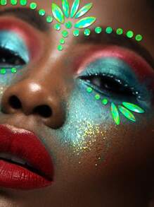 1 Sheet Glow In The Dark Jewelry Sticker Bling Face Jewelry Body Rhinestones Luminous Music Carnival Party Makeup