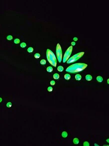 1 Sheet Glow In The Dark Jewelry Sticker Bling Face Jewelry Body Rhinestones Luminous Music Carnival Party Makeup