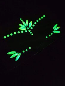 1 Sheet Glow In The Dark Jewelry Sticker Bling Face Jewelry Body Rhinestones Luminous Music Carnival Party Makeup