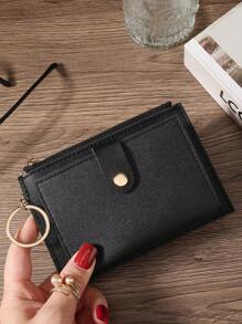 字母时尚 2 折多卡槽拉链短钱包 卡夹 零钱包 卡片夹 卡片夹 钱包 名片夹 信用卡夹 卡片夹 女士 女士钱包 迷你钱包 零钱包 钱包 钱包 钥匙扣 卡片钱包 - 黑色 - 查看 3