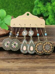 TopHanqi 12 cặp/bộ Boho Kỳ nghỉ Phong cách Phong cách cổ điển Màu Bạc Cổ / Bronze Hoa tai hợp kim Với Hình học Nhiều màu Kết cườm Tua Mặt dây chuyền Đối với phụ nữ , Thích hợp Đối với Bốn , Đúng mốt , Đơn giản Và Cá nhân hóa , Giảm béo Và Toàn trận - Nhiều màu - Xem 2