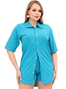 Women Dresses - Màu xanh nhạt - Xem 8