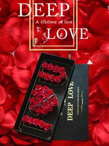 32Pcs I LOVE U Flora Scented Bath Soap Rose Flower Petals, Plant Essential Oil Rose Soap Set Guest Soap Shaped Petals Best Gifts Ideas For Her Women Teens Girls Mom, Anniversary/Birthday/Wedding/Valentine'S Day/Mother'S Day Gift - 玫瑰紅 - 查看 2