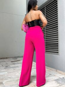 Women Pants - 玫紅色 - 查看 2