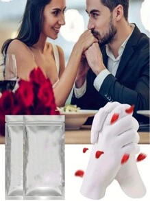 1套/2入情侶手部鑄造套裝,diy石膏克隆粉+造型粉,3d手腳模具,適用於成人和情侶,情人節週年紀念禮物 - 白色 - 查看 2