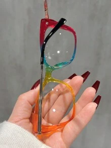 1 副方形时尚女士金属框架眼镜，带弹簧铰链，高品质日常装饰眼镜 - A - 查看 6