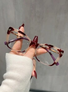 1 副方形时尚女士金属框架眼镜，带弹簧铰链，高品质日常装饰眼镜 - A - 查看 2