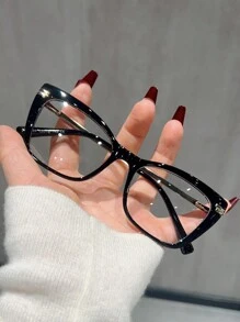 1 副方形时尚女士金属框架眼镜，带弹簧铰链，高品质日常装饰眼镜 - A - 查看 8