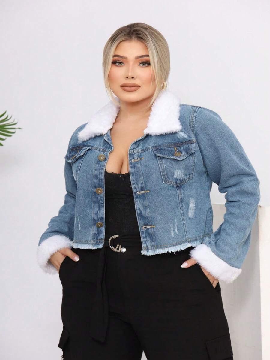 Women Denim Jackets & Coats - 中等水洗藍 - 查看 1