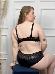 Plus Size Bra & Panty Sets - 黑色 - 查看 2