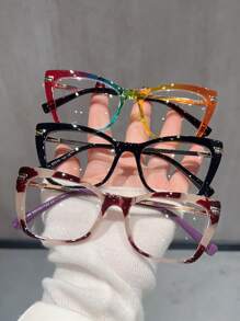 1 副方形时尚女士金属框架眼镜，带弹簧铰链，高品质日常装饰眼镜 - A - 查看 12