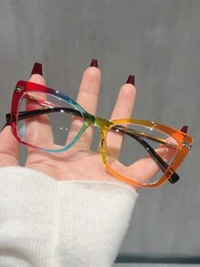 1 副方形时尚女士金属框架眼镜，带弹簧铰链，高品质日常装饰眼镜 - A - 查看 14