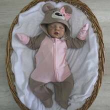 Saída de Maternidade Bebê Menina Divertido Baby Bordado Ursa Rosa em Malha - Tamanho P - Rosa Bebê - Visão 2