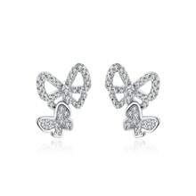 Moissanite Hoa tai Loại bướm Bộ đồ Bông tai stud Đối với phụ nữ 925 sterling bạc Lung linh Lễ cưới Đồ trang sức - Bạc - Xem 1