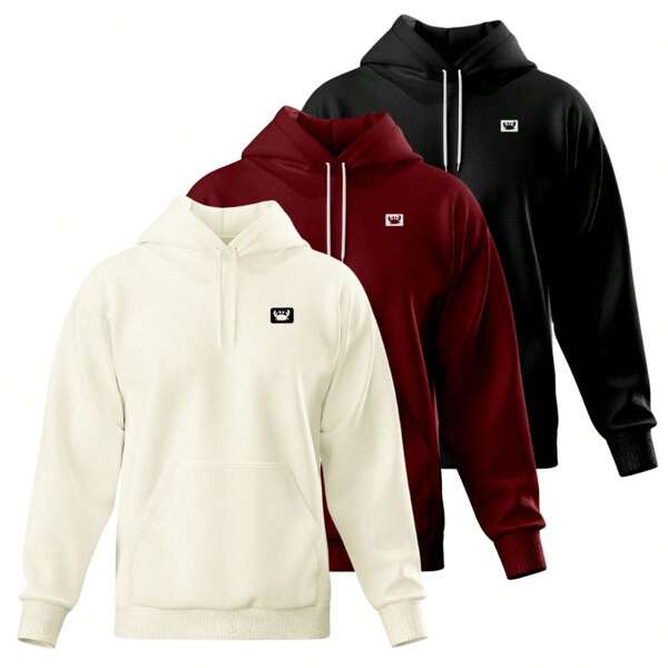 Kit 3 Blusa de Moletom Canguru com Capuz Confortável para Estilo Casual