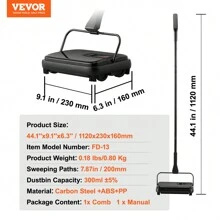 Manual Carpet Sweeper Hand Push Sweeper With 300ml Dustbin Combination Of Household Broom And Dustpan For Home Office Carpets Pet Hair Dust