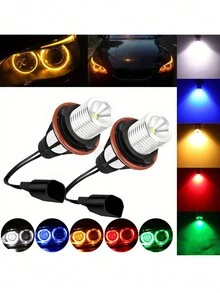 升級版2入式汽車霧燈自動霧燈天使眼標記led燈泡,適用於e39藍色、紅色、黃色、白色 - 藍色 - 查看 8