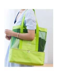 Bolsa Saco Com Compartimento Verão  Térmico Praia Piscina Play & Joy - Verde Limão - Visão 2