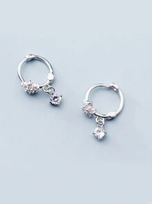 1對流行的豪華花朵鑲嵌幾何形耳環,適合日常佩戴珠寶禮物 - 花朵形 - 查看 6