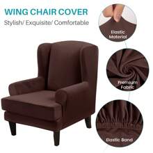 Wing Chair Covers Stretch 2Pcs/Set Wingback Armchair Chair Cover Slipcover Sofa Protector For Home Decoration - Coffee Brown - View 7