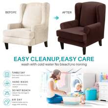 Wing Chair Covers Stretch 2Pcs/Set Wingback Armchair Chair Cover Slipcover Sofa Protector For Home Decoration - Coffee Brown - View 5