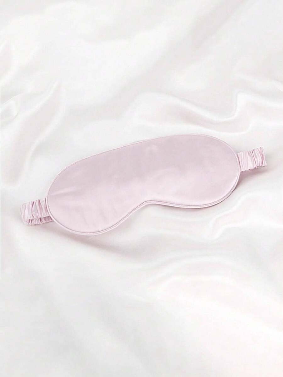 1件 雙面緞面彈性眼罩,適用於旅行、午睡、噴墨印刷航空眼罩 - 淺粉色 - 查看 1