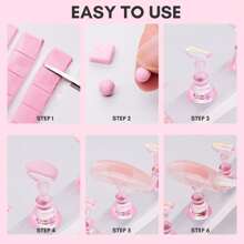 Makartt Nail Stand For Press On Nails Display Practice Art Magnetic Fake Nail Holder For Painting Nails Stand For False Nail Designs With Reusable Putty For Home DIY Beginner Salon Supplies - 無色 - 查看 8