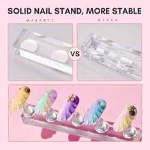 Makartt Nail Stand For Press On Nails Display Practice Art Magnetic Fake Nail Holder For Painting Nails Stand For False Nail Designs With Reusable Putty For Home DIY Beginner Salon Supplies - 無色 - 查看 6