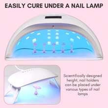 Makartt Nail Stand For Press On Nails Display Practice Art Magnetic Fake Nail Holder For Painting Nails Stand For False Nail Designs With Reusable Putty For Home DIY Beginner Salon Supplies - 無色 - 查看 9
