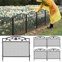 Vallas Decorativas para Jardín de Hierro Set de 5 Valla Metalica Rigida Hierro para Perros Jardín Metalicas Negro Barrera de Animales - Negro - Ver 2