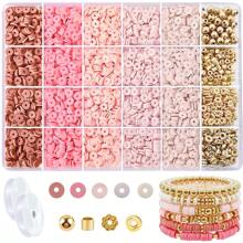 2000+Pcs Clay Beads Bracelet Kit With 160+Pcs Spacer Beads CCB Round Beads Flower Beads, Crystal Elastic Thread, Unique Colors Pink Blue Purple Green Friendship Bracelet Making Set For DIY Jewelry Making Craft Suppories Gift Valentines